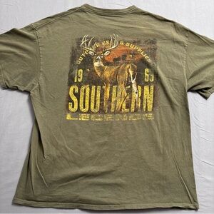 Southern Legends Olive Green Deer Graphic Men's Hunting T-Shirt XXL Short Sleeve